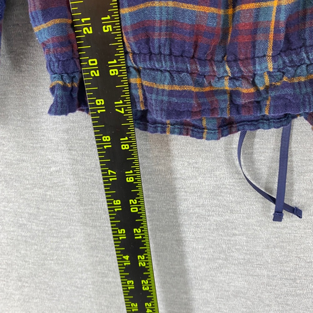 American Eagle Plaid Eyelet Lace Crop Top Purple Blue Small‎ Boho Cottagecore - Picture 7 of 8